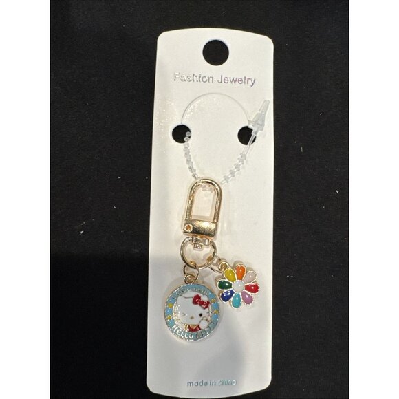 Cute Bag Keychain Hello Kitty Rhinestone Zipper Pull Charm Enamel Keyring New - Picture 2 of 4